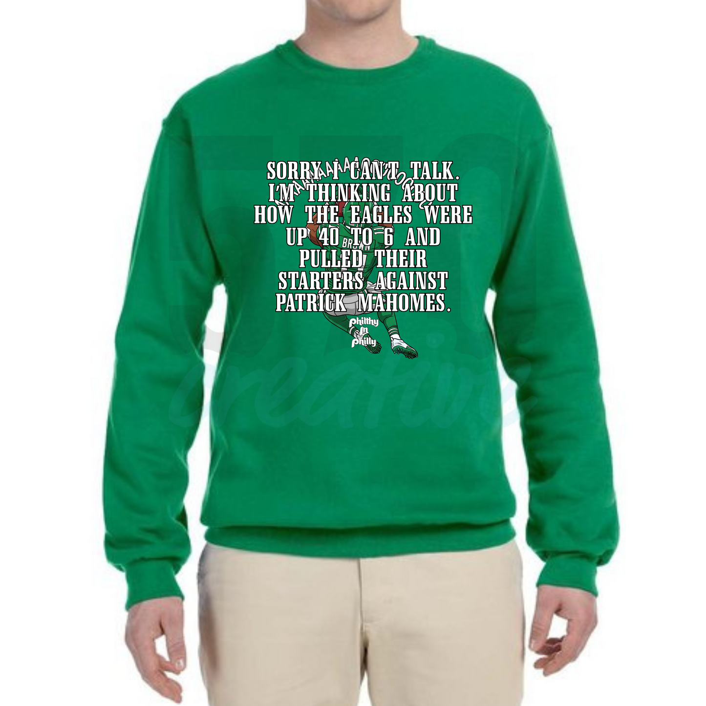 "Up 40 to 6" T-Shirt | Kelly Green Philly Fan Football Tee | Eagles Patrick Mahomes Shirt