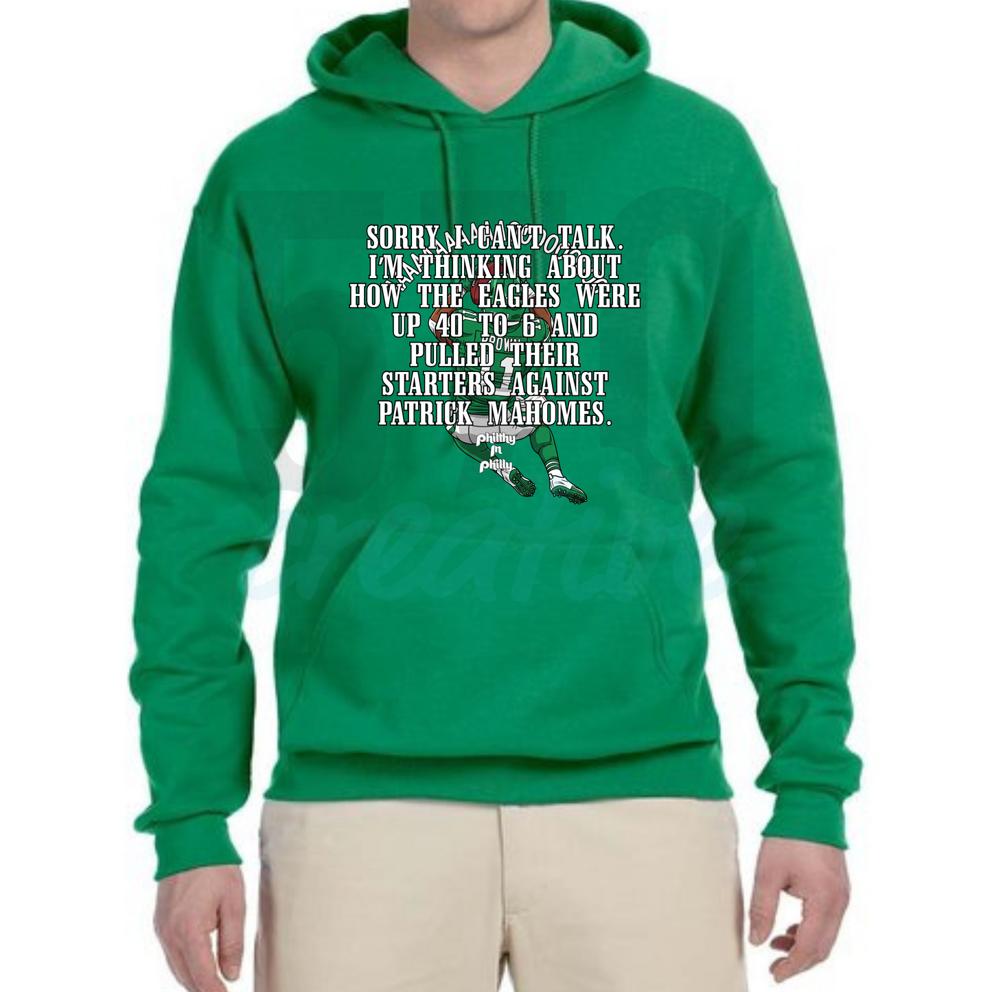 "Up 40 to 6" T-Shirt | Kelly Green Philly Fan Football Tee | Eagles Patrick Mahomes Shirt